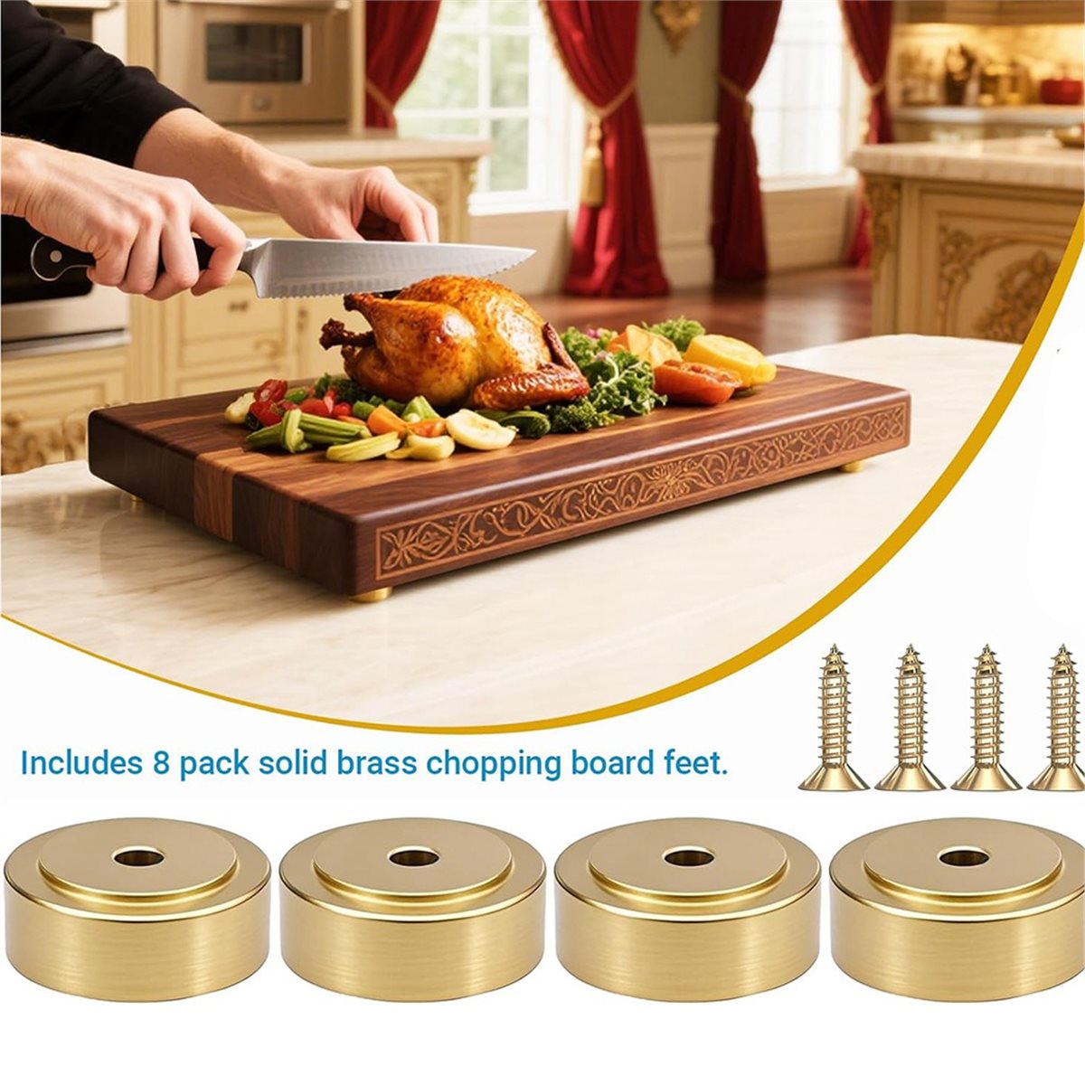 8 Pack Brass Cutting Board Fee - Cutting Board Foam review and price